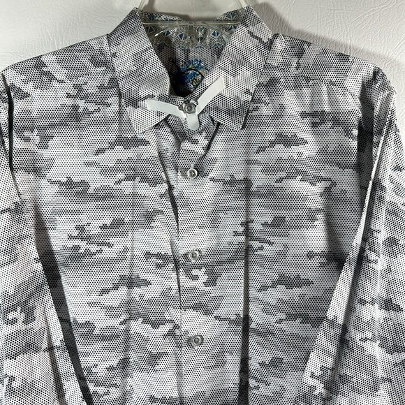 New Robert Graham Camo Button Down Long Sleeve Shirt, XL - Picture 2 of 6